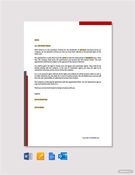 Sample Agent Appointment Letter Template Right To Choose Word Doc