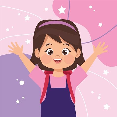 Personaje de niña feliz | Vector Premium