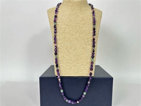 Multi Stone Beaded 36 Necklace Predominantly Amethyst Stones With