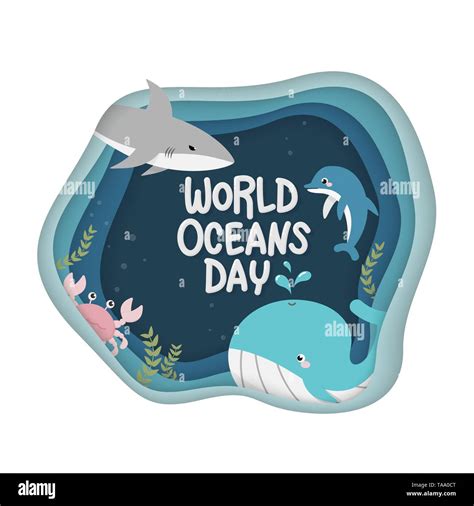 Día Mundial De Los Océanos Vector De Vida Marina Para La Celebración