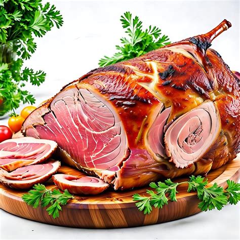 Premium AI Image Christmas Baked Roasted Glazed Ham On A Table Brown