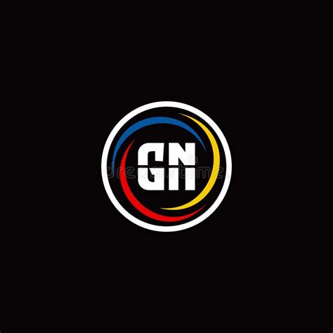 Gn Monogram Logo Isolated On Circle Shape With Slash Colors Rounded