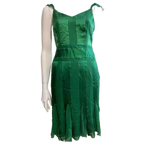 Diane Von Furstenberg Dvf Vintage Silk Dress In Green And Gold Golden