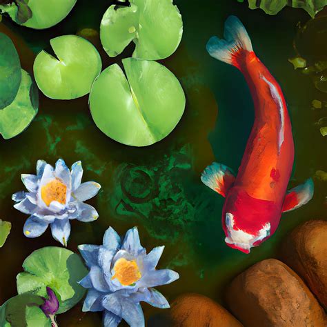 Koi Fish In Pond Dark Lily Pads 3 Digital Art By Michelle Patrick Pixels