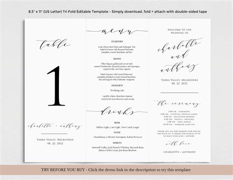 Script Wedding Tri Fold Table Number Tri Fold Table Menu Etsy