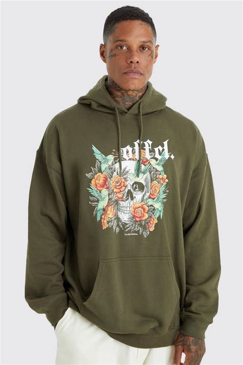 Oversized Official Skull Graphic Hoodie Boohoo Uk