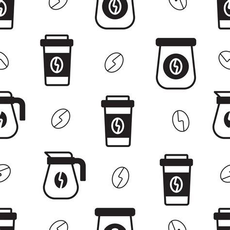 hand drawn coffee, bean, cup, seamless pattern perfect for background ...