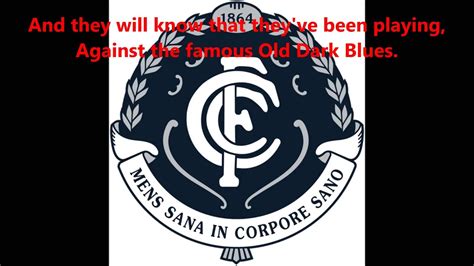 Carlton Blues Theme Song Lyrics Afl Sing A Long Youtube