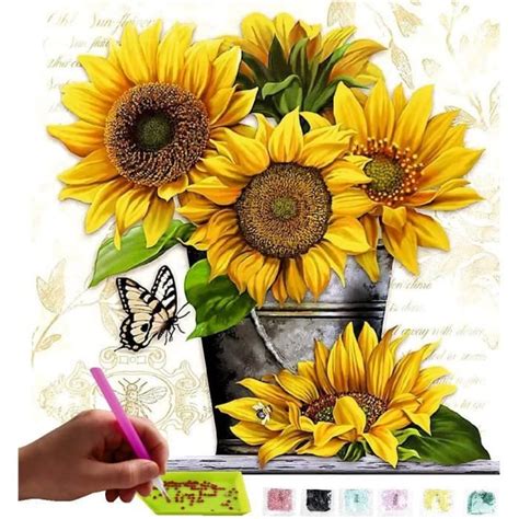 Diamond Painting Mosa Que Diy D Set Tournesols Broderie Point De