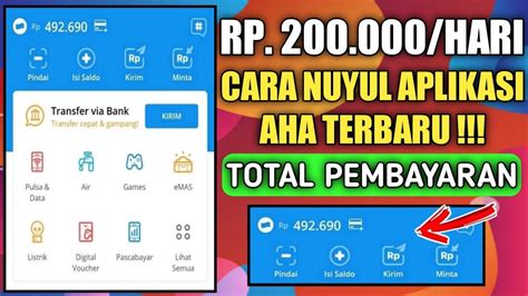 Sehari Rp 200 000 Cara Nuyul Aplikasi AHA Aplikasi Penghasil Uang