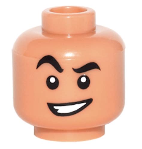 Lego New Flesh Colored Minifigure Head Crooked Smile Raised Eyebrow