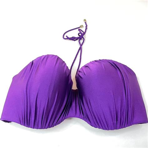 Panache 34DDD 34F Bikini Top Marina Halter Solid Purple SW0833