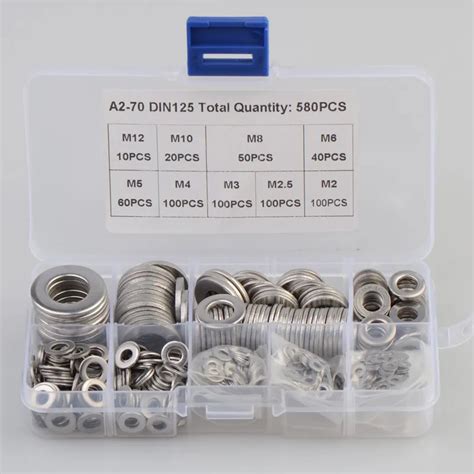 Pcs Set Stainless Steel Assorted Washers Metric Flat Washer Tool