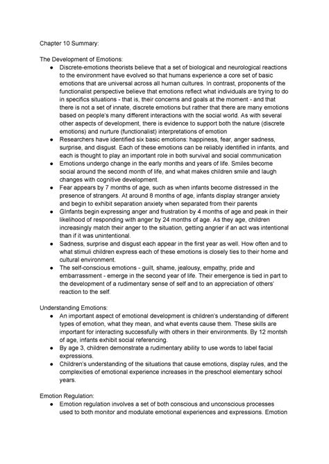Chapter 10 Summary - How Children Develop - Chapter 10 Summary: The