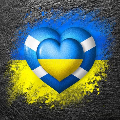 Flags Of Ukraine And Scotland Two Hearts In The Colors Of The Flags On