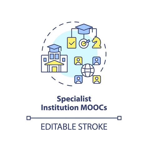 2D editable multicolor icon specialist institution MOOCs concept ...