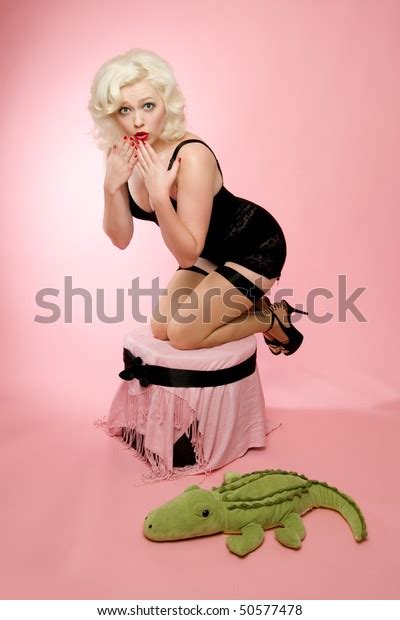 Sexy Pinup Girl Wearing Lingerie Scared Stock Photo 50577478 Shutterstock