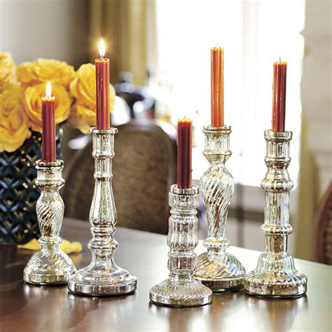 Antiqued Mercury Glass Candle Stick