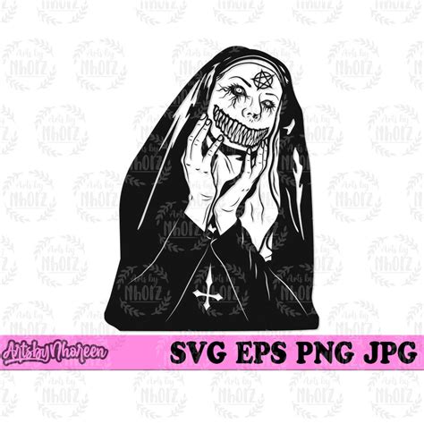 Scary Horror Nun Svg Creepy Demonic Evil Sister Clipart Exorcism Cut