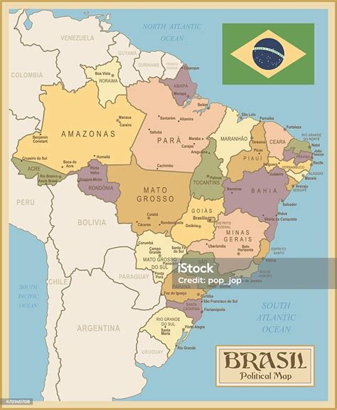 Vintage Map Of Brazil Stock Illustration Download Image Now Brazil