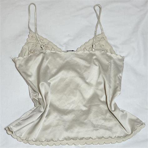 Zara Cutie Ivory Lingerie Tank With Embroidery Size Depop