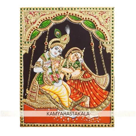 Matte Multicolor Radha Krishna Plywood Tanjore Painting Size