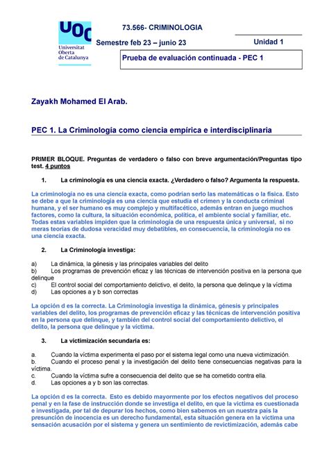 PEC 1 Criminología enviar Semestre feb 23 junio 23 Unidad 1 Prueba