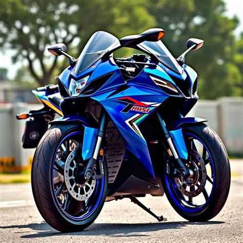 striking blue motorcycle displaying sleek design  powerful