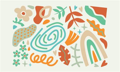 Modern trendy doodle and abstract nature icons vector illustration ...