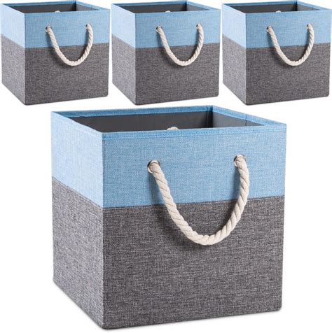 PRANDOM Large Foldable Cube Storage Bins 11x11 Inch 4 Pack Fabric