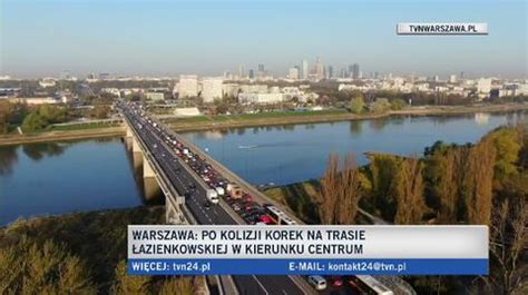 Kolizja na Trasie Łazienkowskiej Korek od Saskiej do Centrum TVN