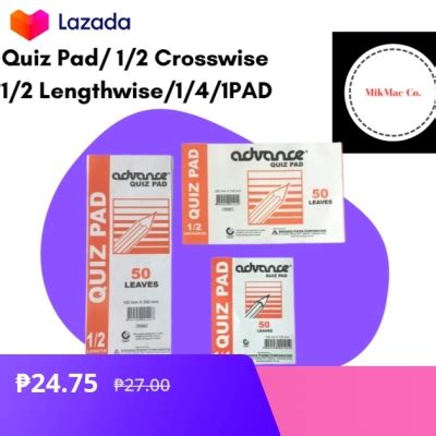 Quiz Pad Crosswise Lengthwise Pad Writing Pad Quality Paper