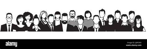 group  people portrait black white faces  white background