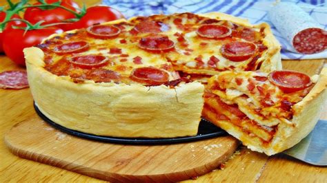 Rezept Pizza Torte Mit Selbstgemachtem Pizzateig Pizza Kuchen YouTube