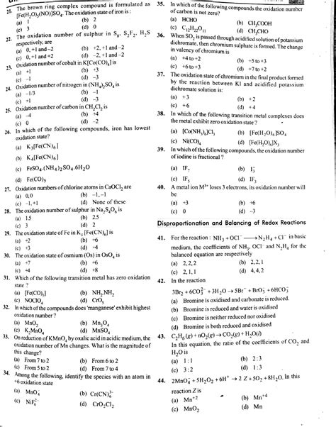 Redox Reactions Questions And Answers