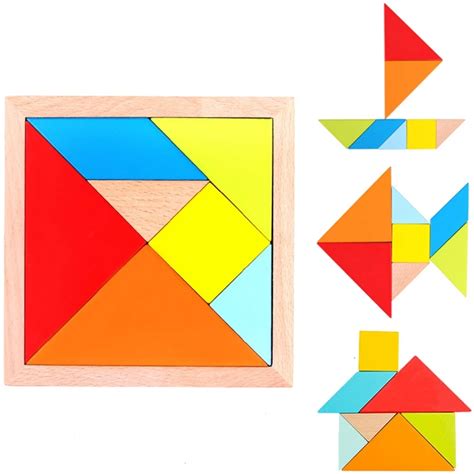 Wooden Tangram Puzzle Geometric Shapes Tangram Puzzle Wood Jigsaw