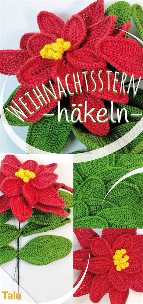 Weihnachtsstern häkeln Kostenlose Häkelanleitung Weihnachtssterne