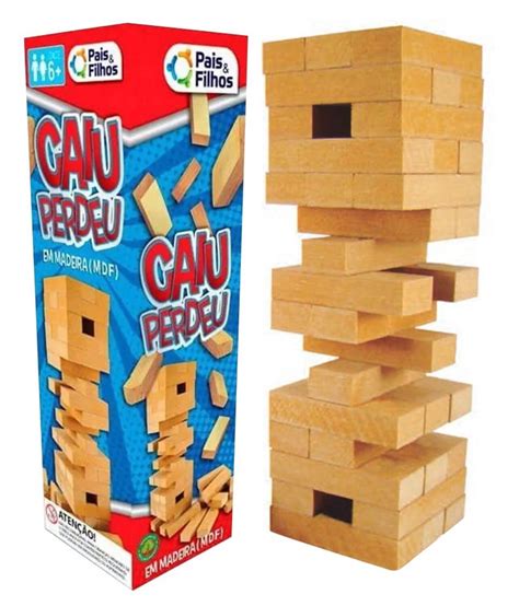 Jogo Caiu Perdeu Torre De Madeira Jenga P S