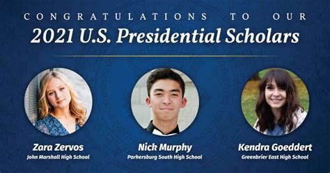 Three West Virginia Students Named 2021 Us Presidential Scholars