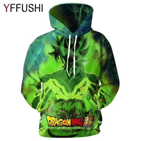 Yffushi 2018 New Fashion Hoodies Male Goku Back Green Dragon Ball 3d