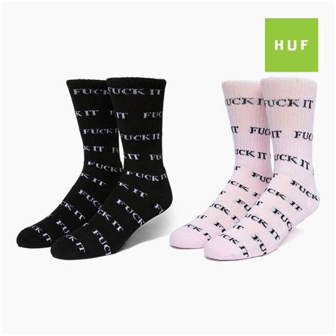 楽天市場HUF ハフ 靴下 FUCK IT SOCKS WHITE ハフ ファックイット クルーソックス ソックス メンズ 黒 ピンク 定番 SK スニーカー 坊主