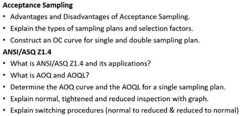 Acceptance Sampling Advantages And Disadvantages Of Acceptance