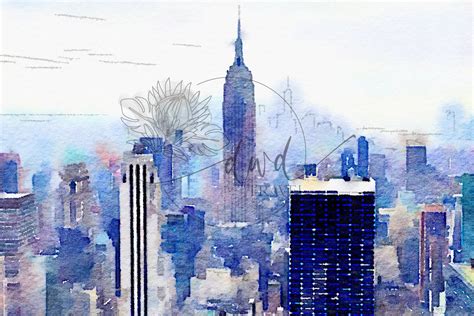 Watercolor New York City Skyline Art Digital Photo - Etsy