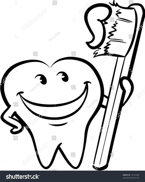 Vector Winking Happy Smiling Tooth Black And White Version 14792500