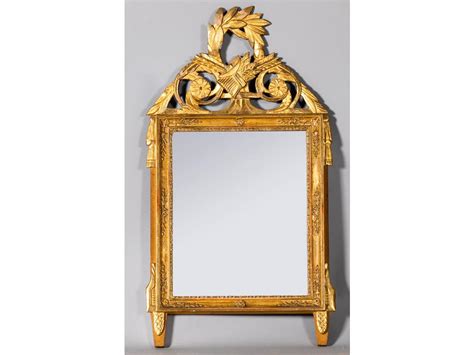 Petit Miroir Fronton En Bois Sculpt Et Dor Surmont D Un Fronton