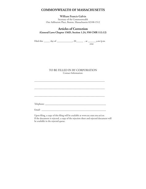 Massachusetts Articles Of Correction Fill Out Sign Online And