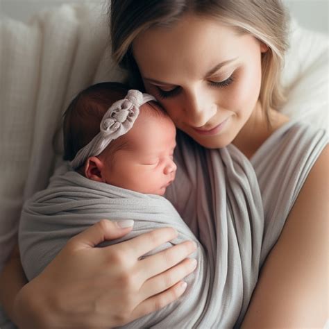 Retrato de bebé recién nacido con madre Foto Gratis