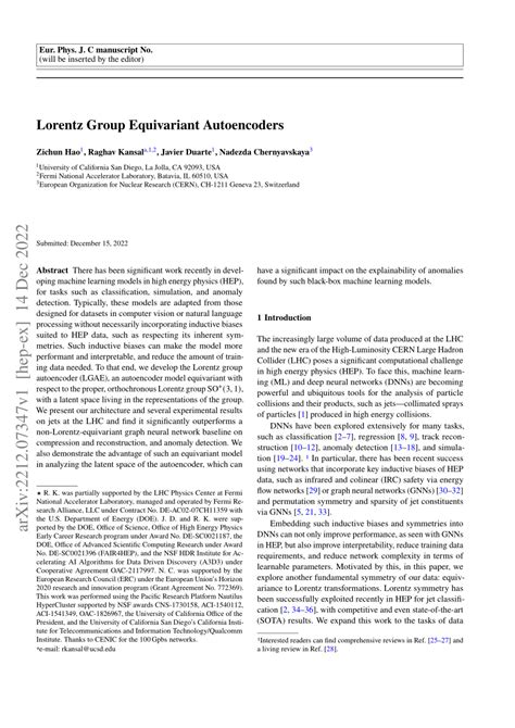 Pdf Lorentz Group Equivariant Autoencoders