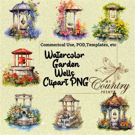 Watercolor Wells Clipart Water Well Clipart Commerical Use Template ...