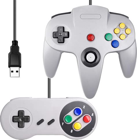 2 Pack INNEXT Classic Retro N64 Bit USB Wired Controller For Windows PC